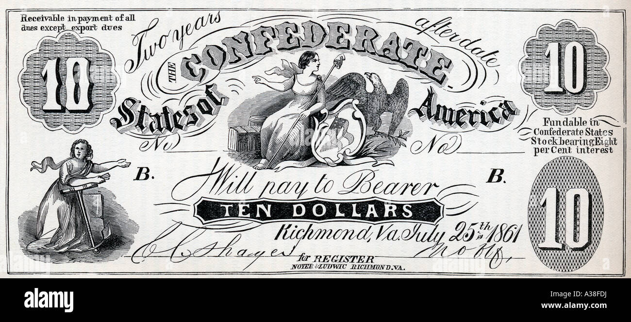 Confederate Treasury Note (1861) Stock Photo