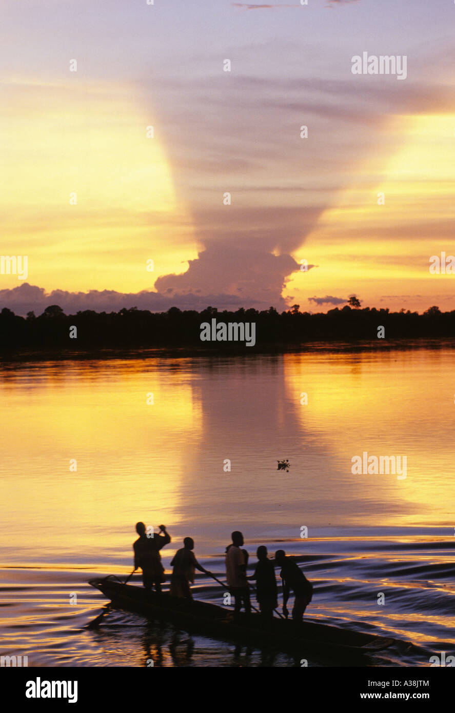 Sunset Congo River Stock Photo Alamy