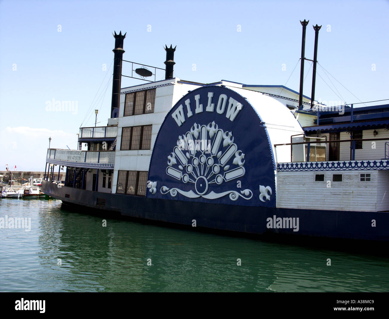 'Willow' is an restored New Orleans paddleboat steamer, moored at