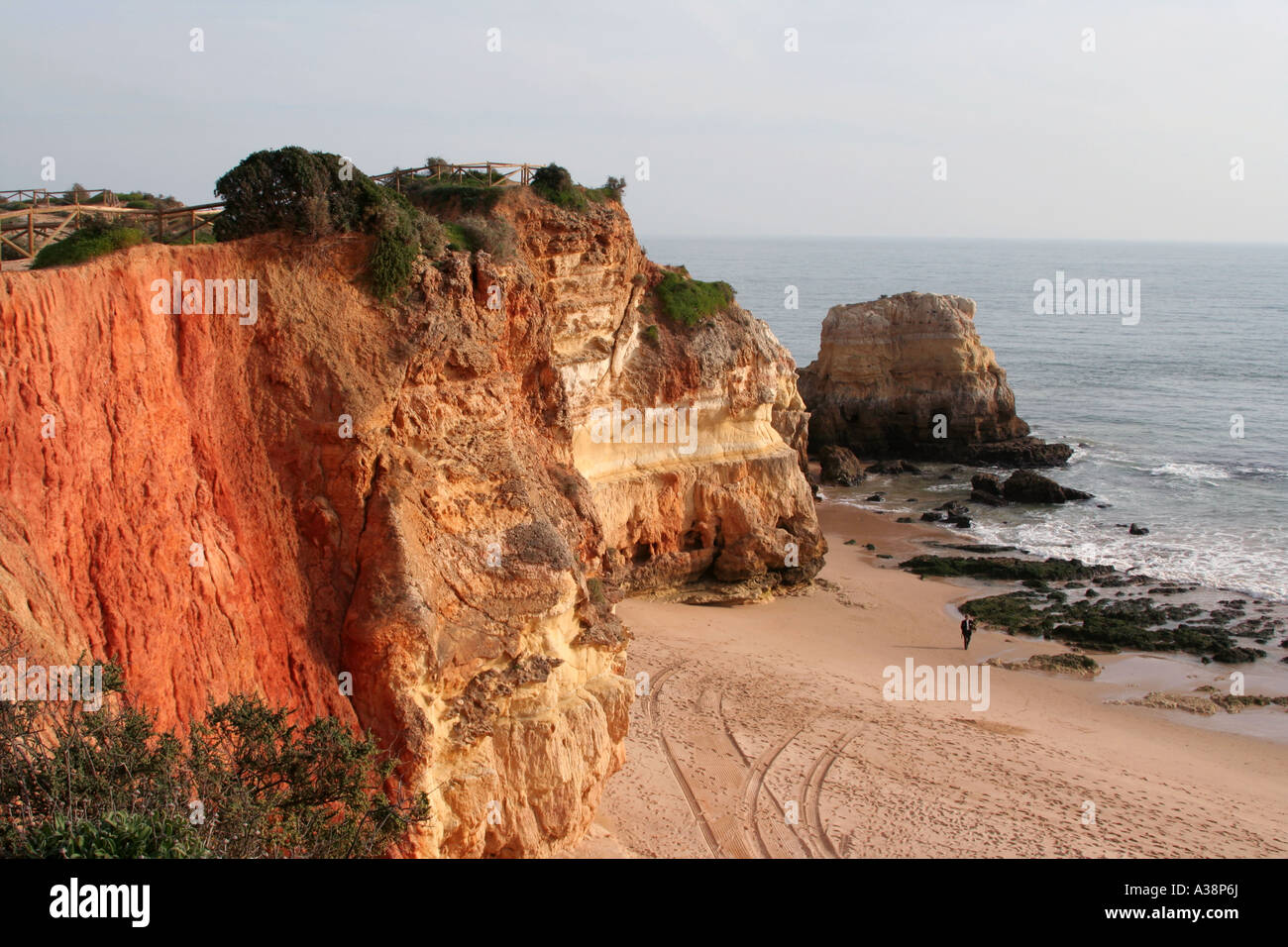 Golden cliffs rock formation Praia da Rocha Portimao Algarve Portugal Stock Photo