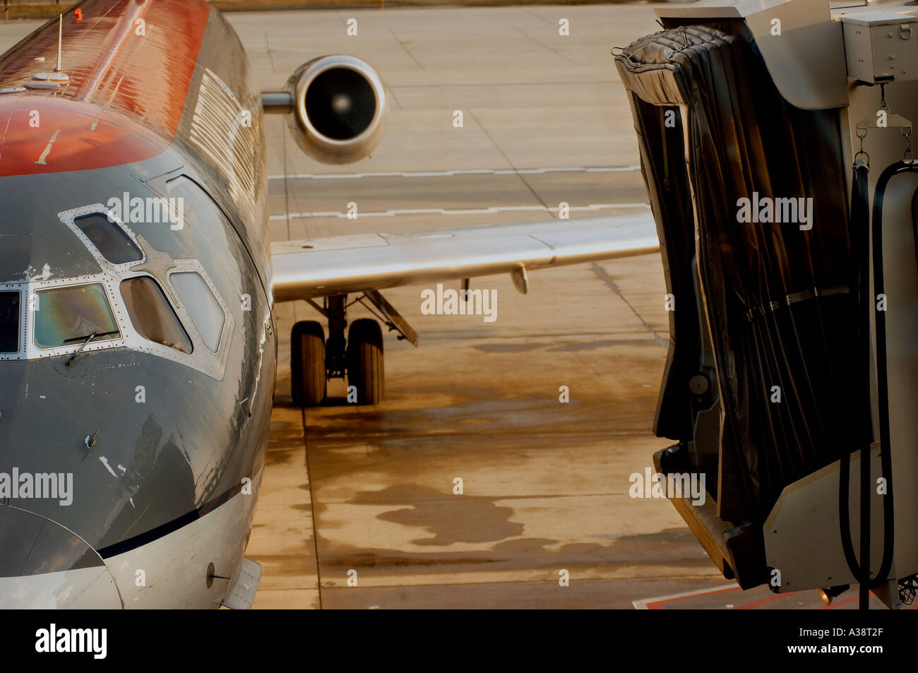 Jetway or passenger boarding bridge before being attached to an ...