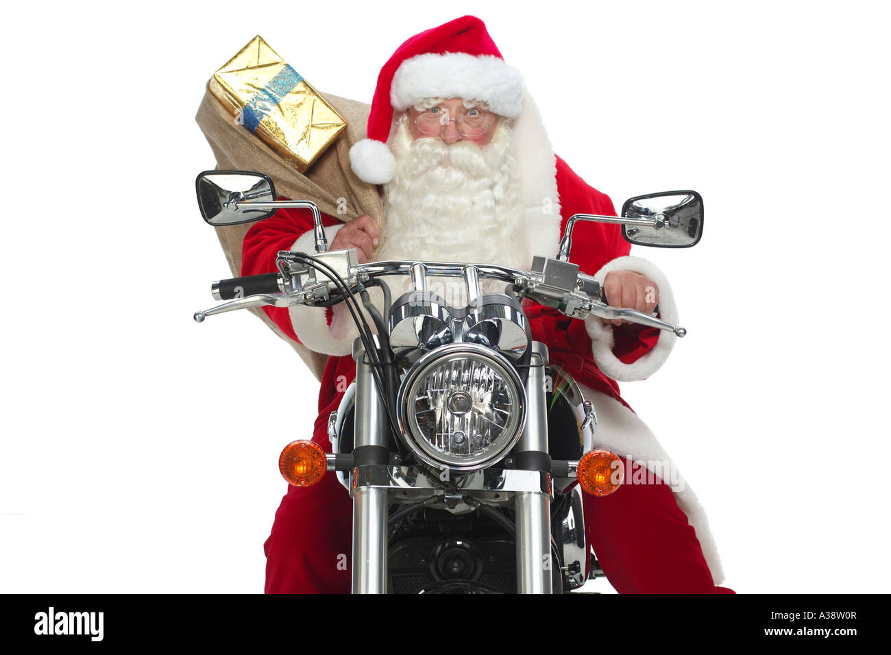 Nikolaus auf einem Motorrad, Santa Claus riding motorbike Stock Photo -  Alamy