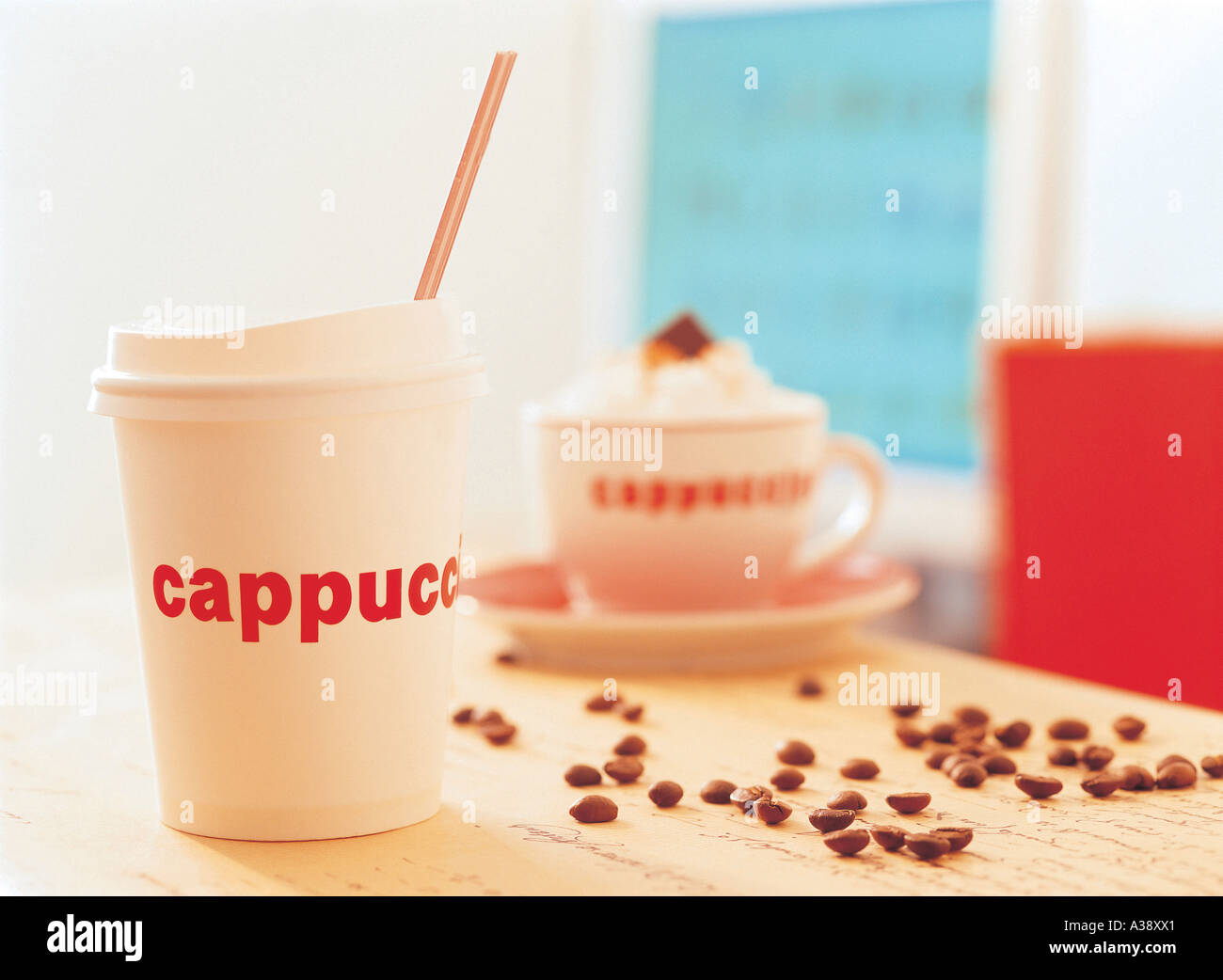 Cup cappucino on table hi-res stock photography and images - Alamy