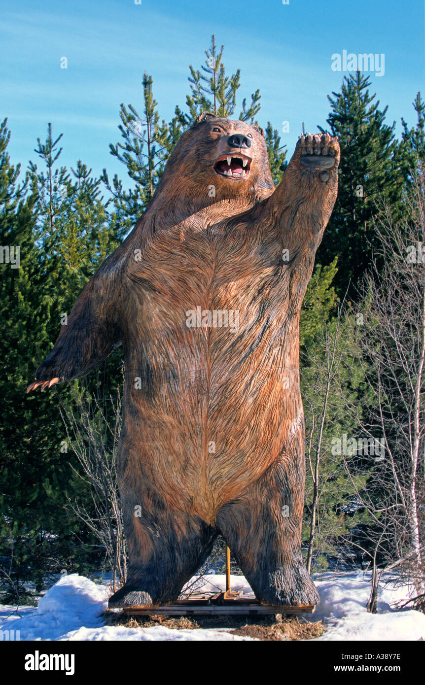 Wooden Grizzly Bear 2 Stock Photo