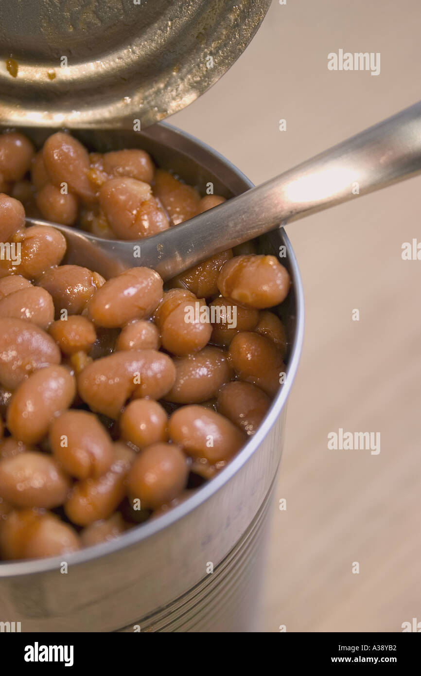 Open can of beans Stock Photo Alamy