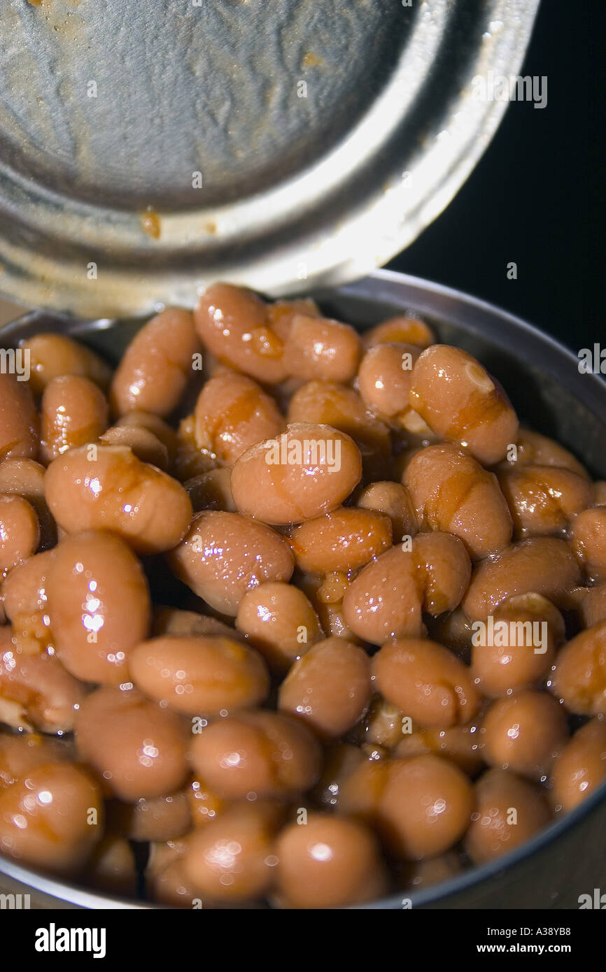 Open can of baked beans Stock Photo Alamy