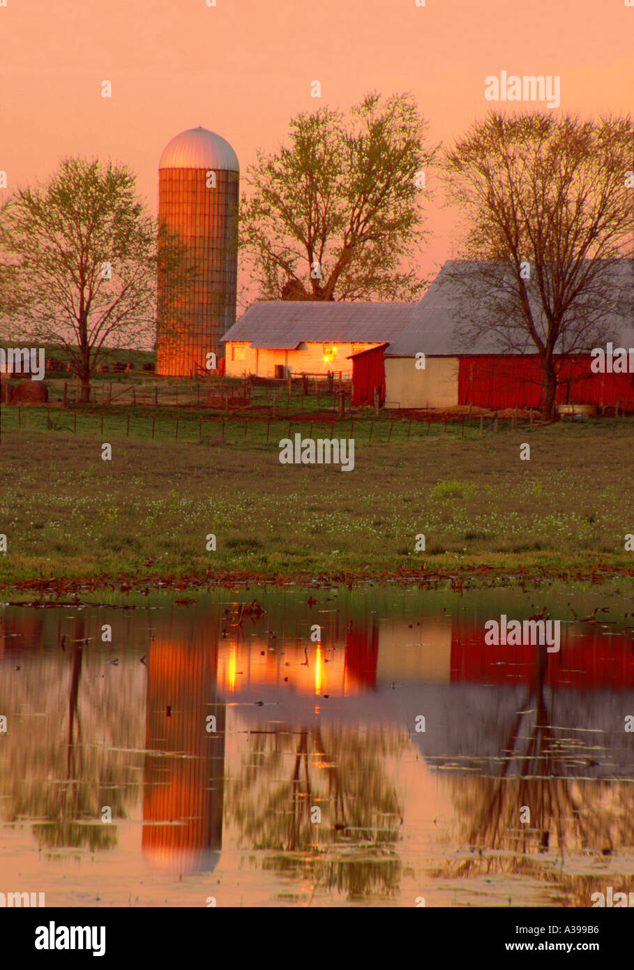 Farm at sunset Tennessee Stock Photo