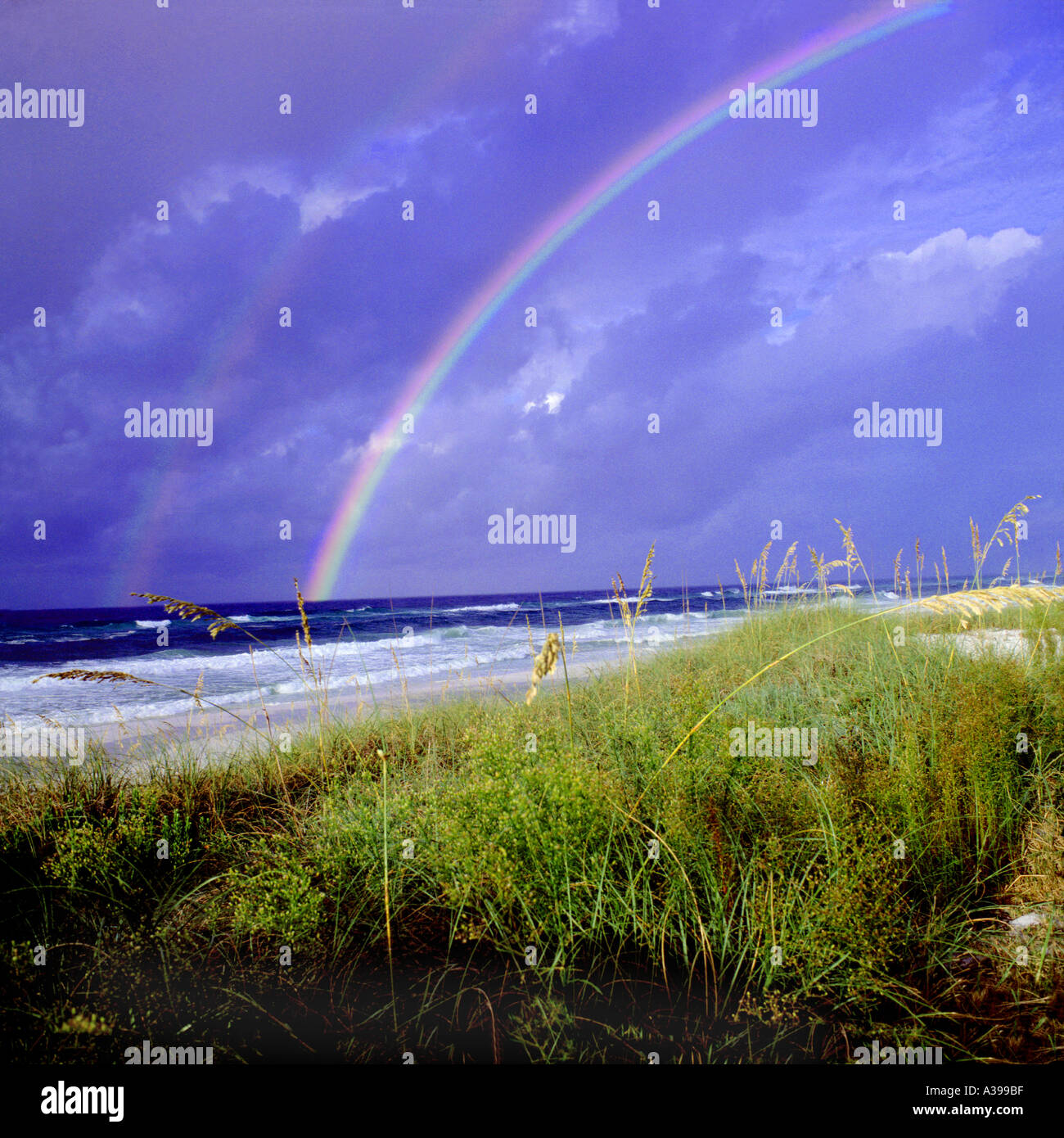 Rainbow over the ocean Florida Stock Photo