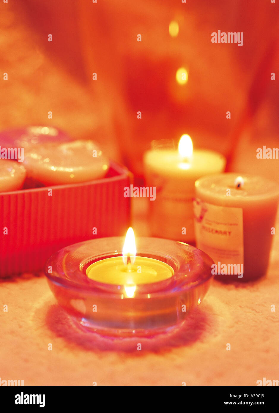 aroma candles in the bed room Stock Photo Alamy