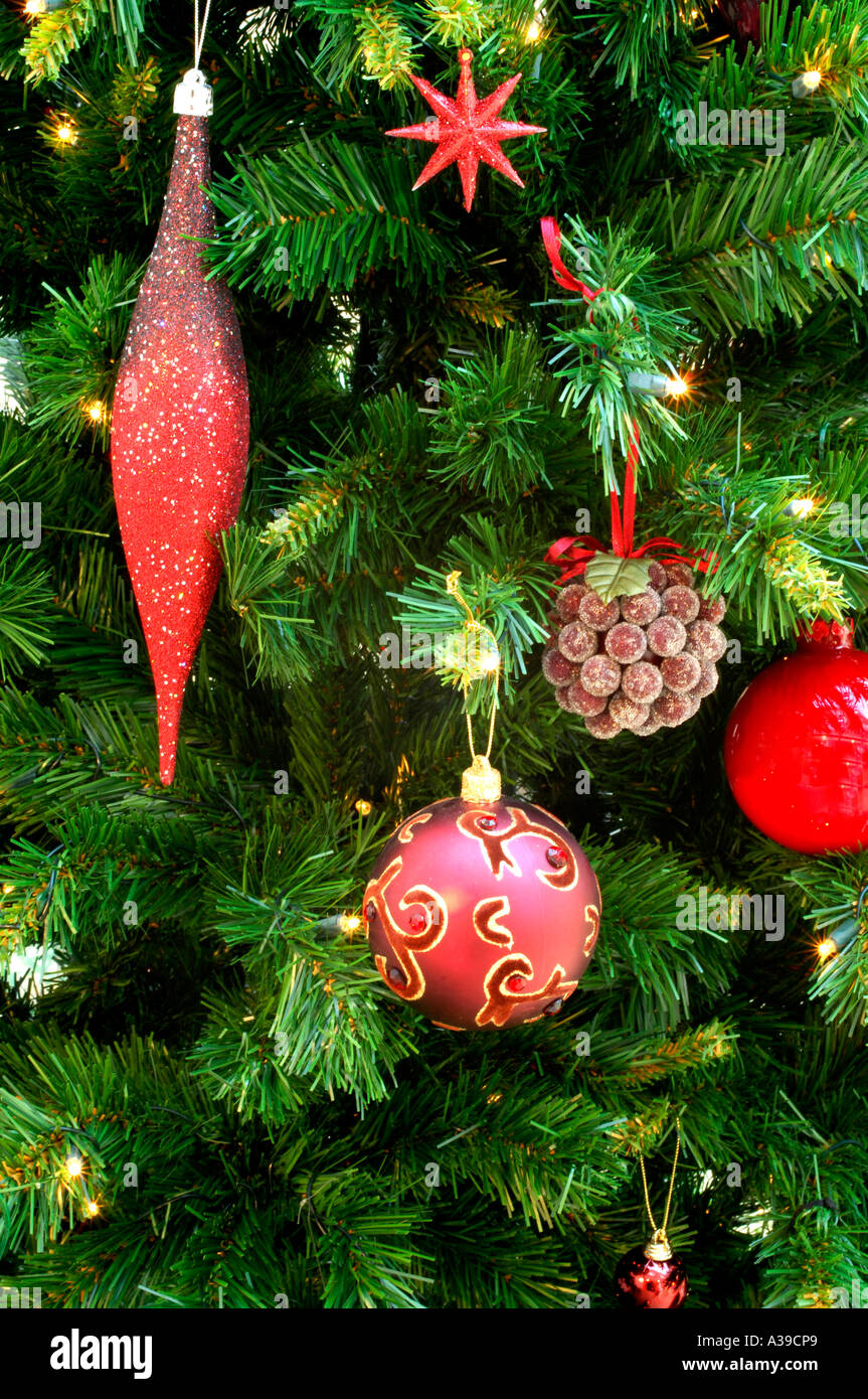 Christmas decorations on a Christmas Tree Stock Photo Alamy