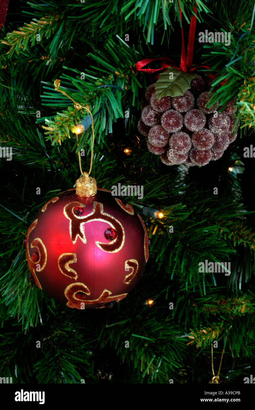 Christmas decorations on a Christmas Tree Stock Photo Alamy
