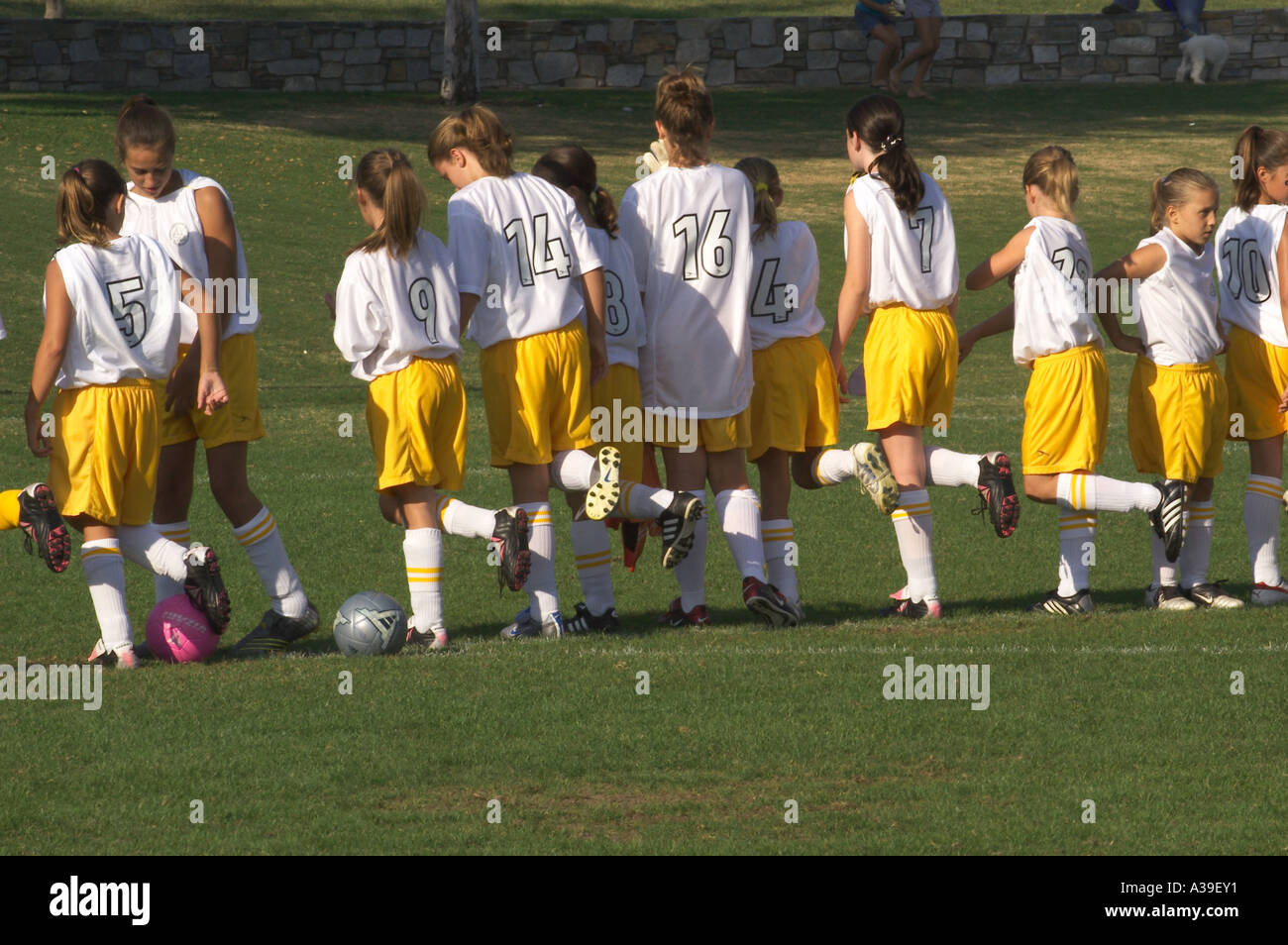 girl s soccer team Stock Photo