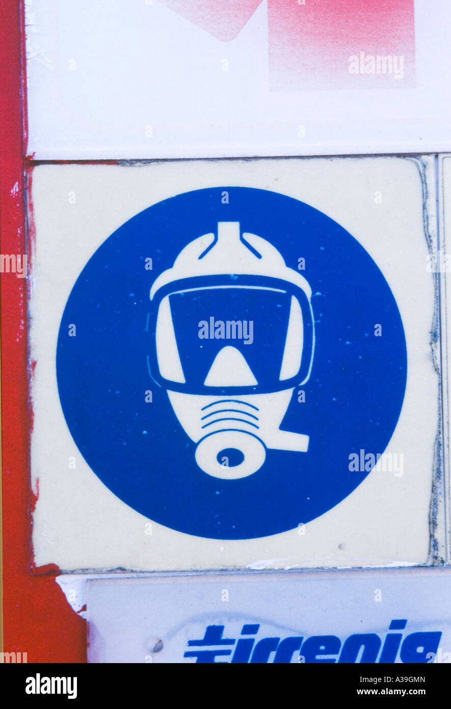 sub ,sign, indication ,detail, close up ,ship ,boat,ferry ,squared ,circle ,sea ,marine ,information ,mask   ,  respirator ,whit Stock Photo