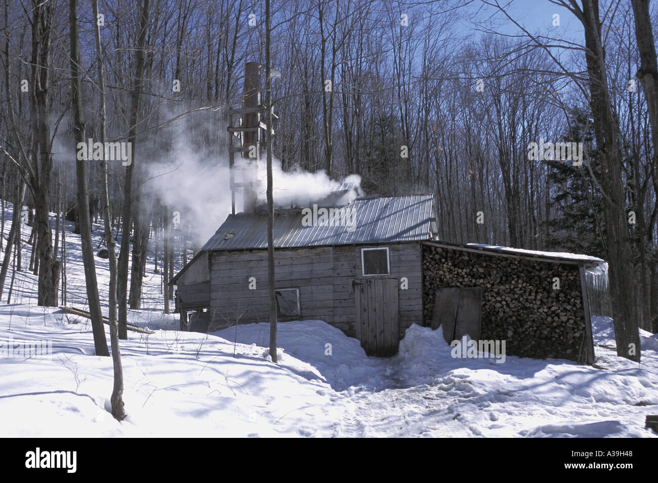 Remote Log Cabin In Winter Stock Photo 3497287 Alamy