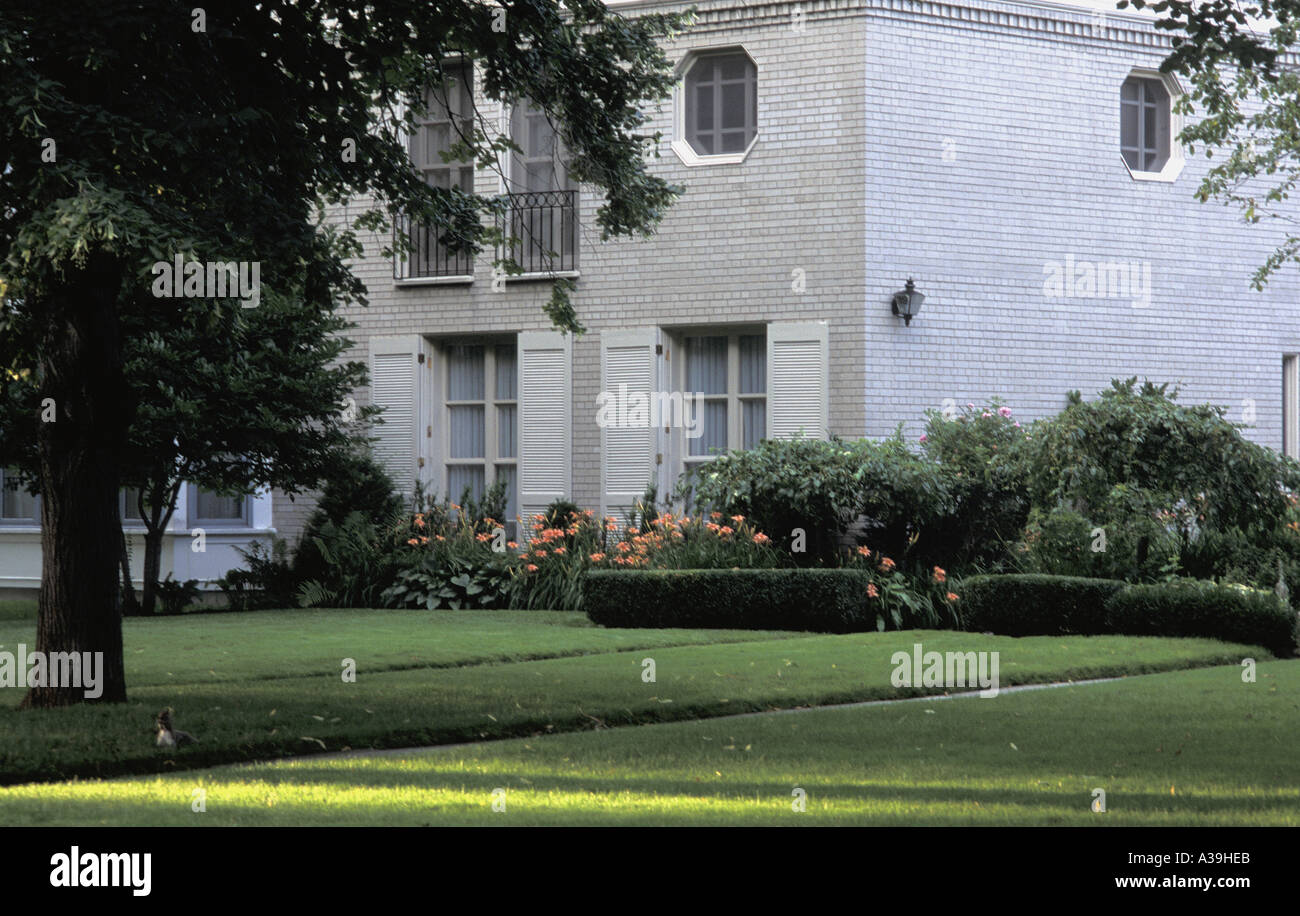 Exterior of a house and gardens Stock Photo