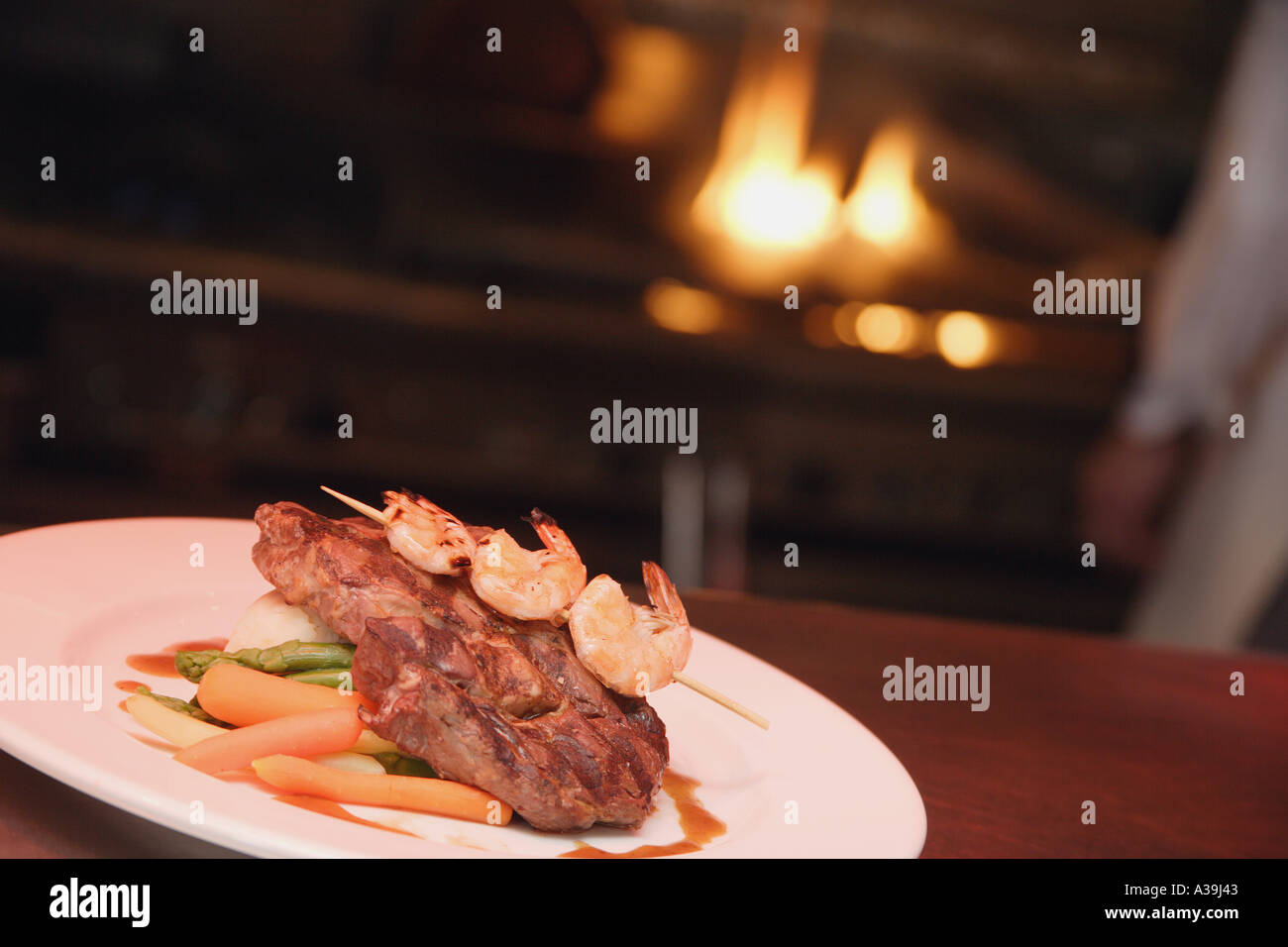 Steak and shrimp meal Stock Photo - Alamy