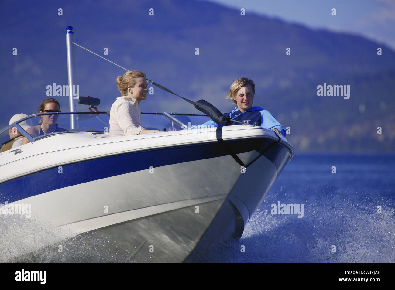 Speed boat on water Stock Photo - Alamy