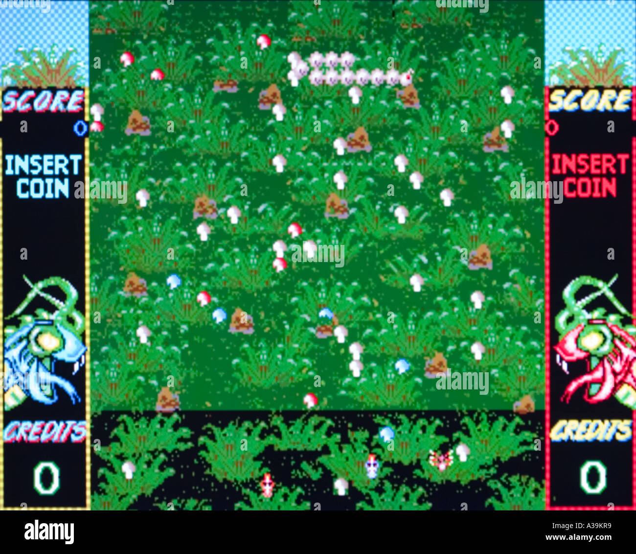 Arcade Classics Super Centipede Atari Games 1992 vintage arcade videogame screenshot - EDITORIAL USE ONLY Stock Photo