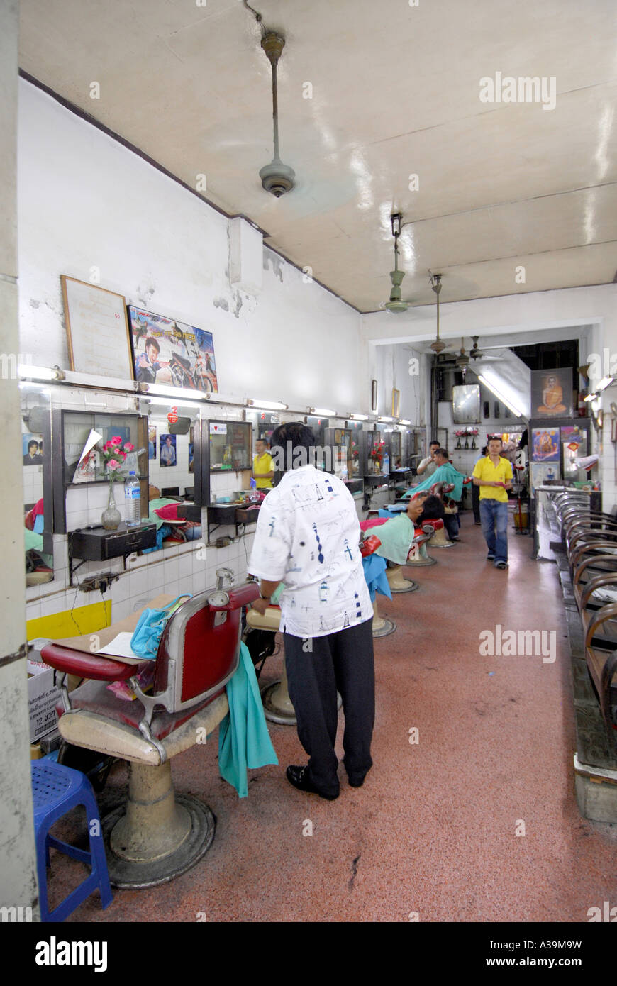 Old style barbers shop Bangkok Thailand Stock Photo