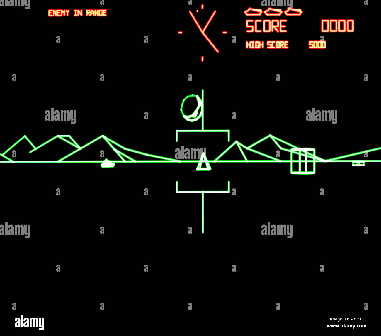 Battlezone Battle Zone Atari 1980 vintage arcade videogame screenshot - EDITORIAL USE ONLY Stock Photo