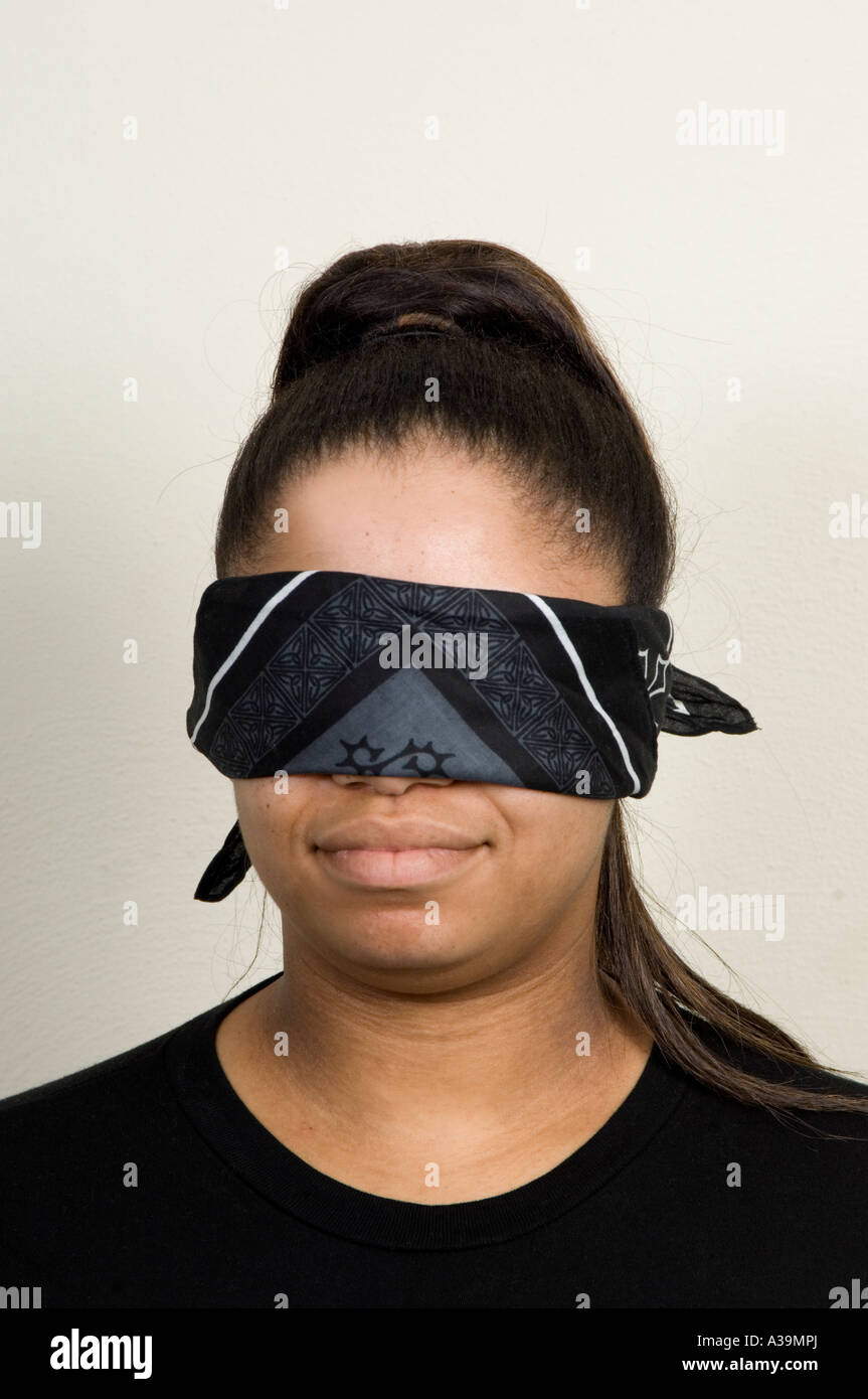 Woman in blindfold, Stock image