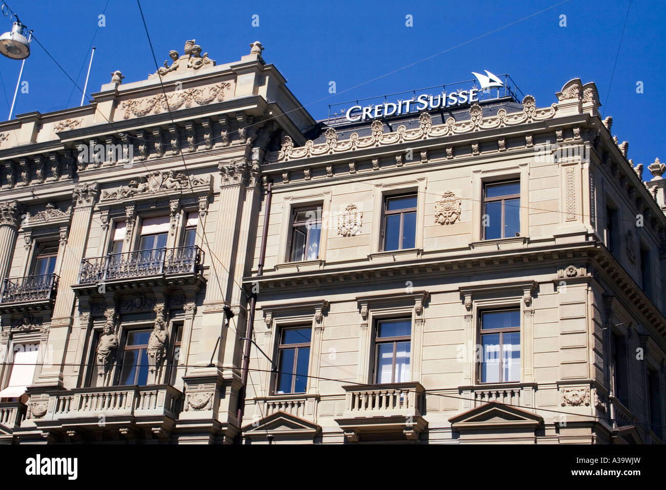 Switzerland Zurich credit suisse Bahnhofstrasse Paradeplatz Stock Photo