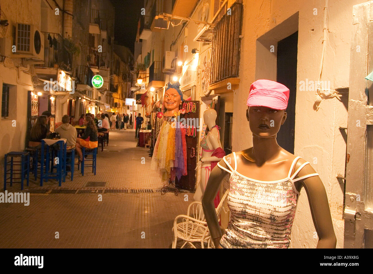 Spain Baleares island Ibiza town fashion shop in Dalt vila Stock Photo