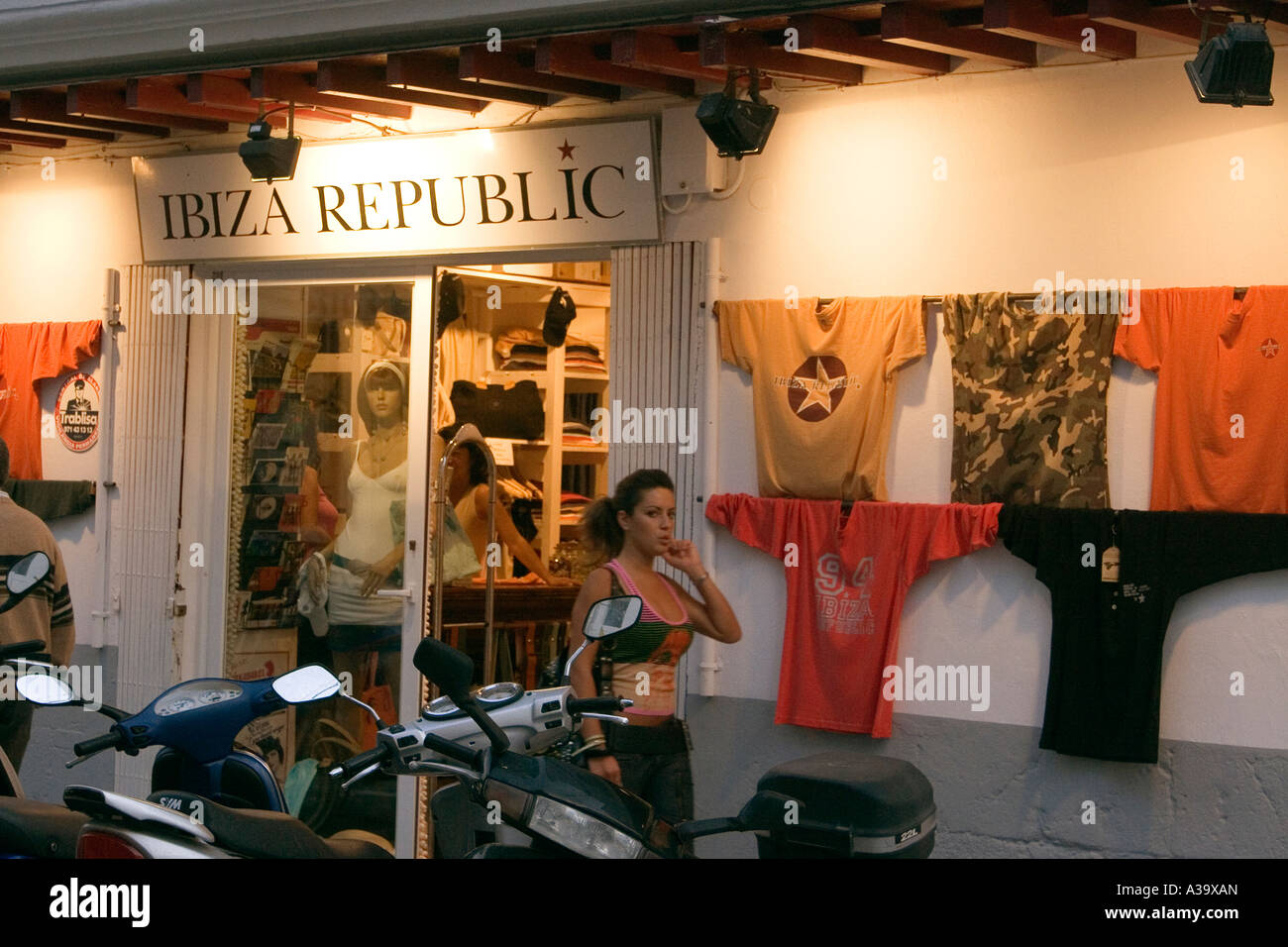 Spain Baleares island Ibiza town fashion shop in Dalt vila Stock Photo