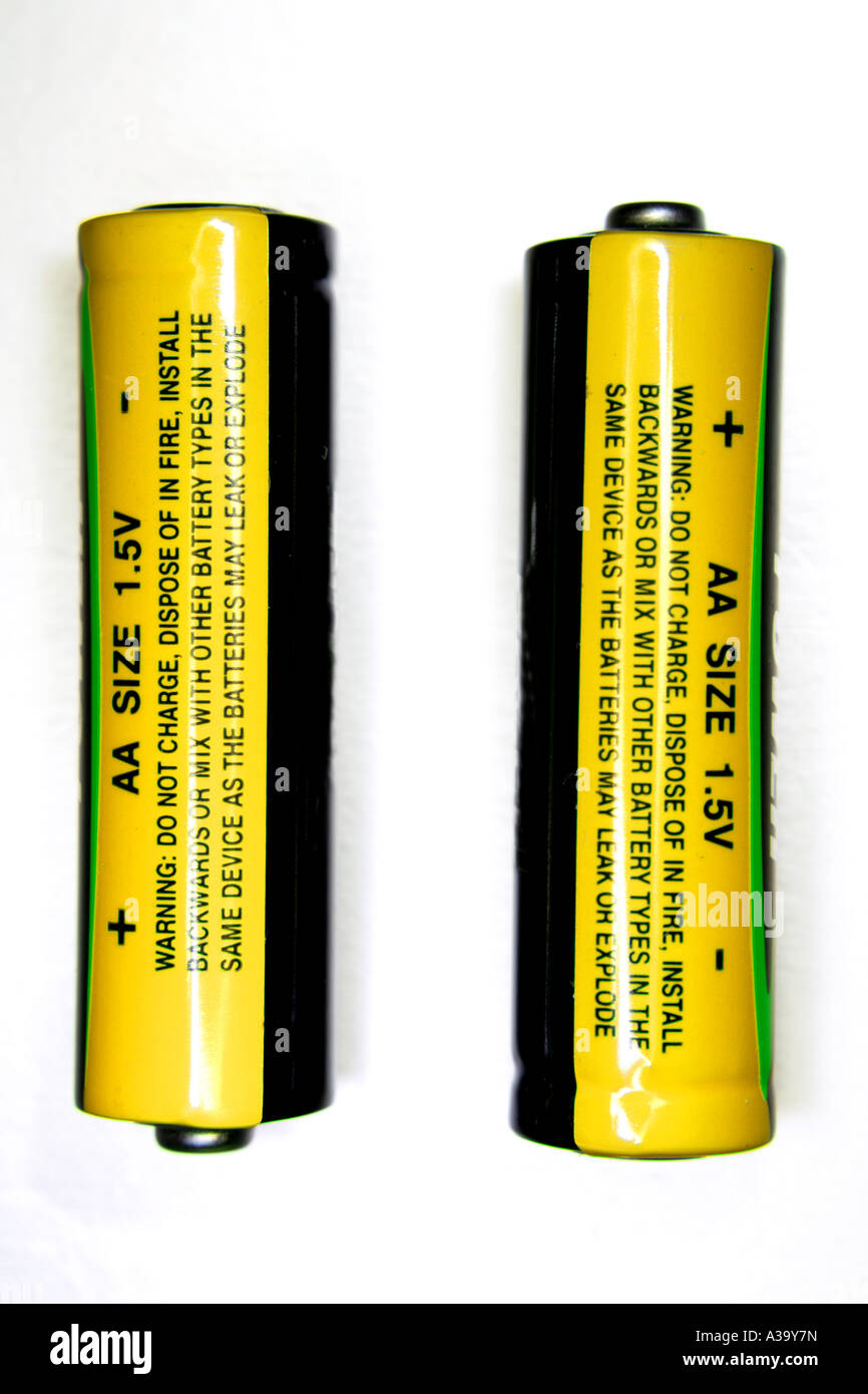 Two AA Batteries on a white background Stock Photo Alamy