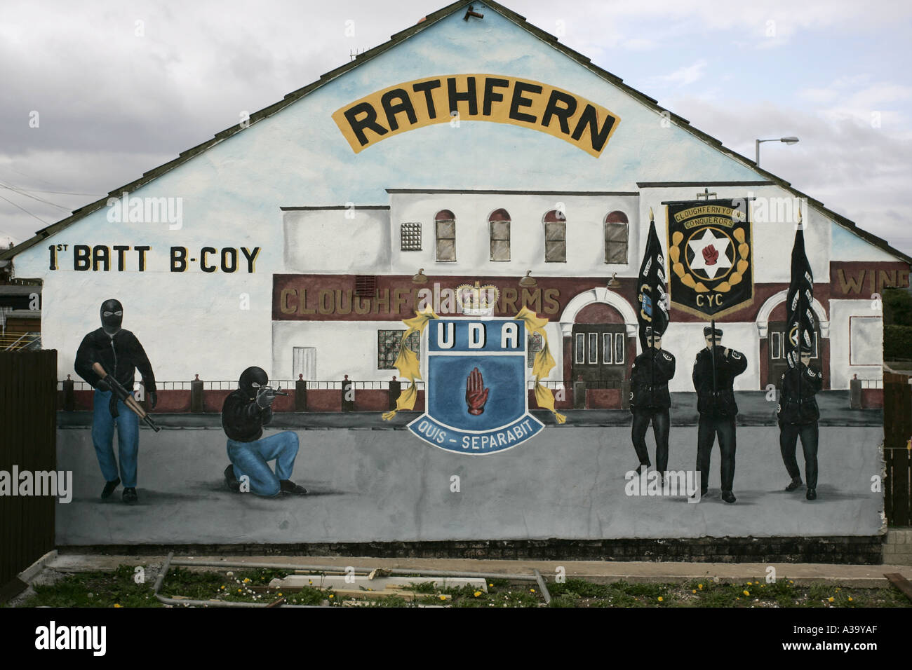 rathfern loyalist UFF UDA wall mural newtownabbey county antrim northern ireland Stock Photo