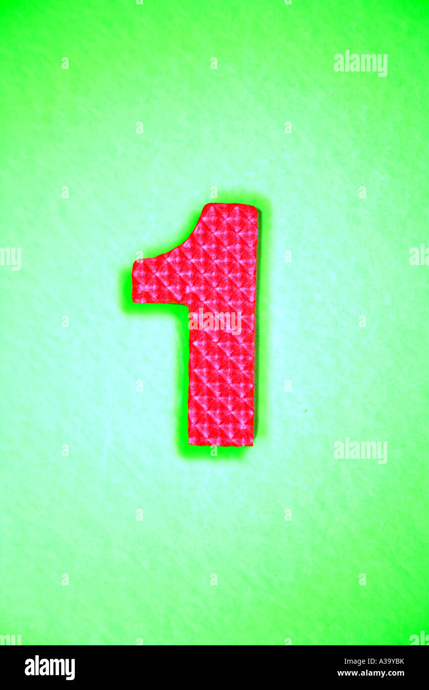 Number 1on a green background Stock Photo - Alamy