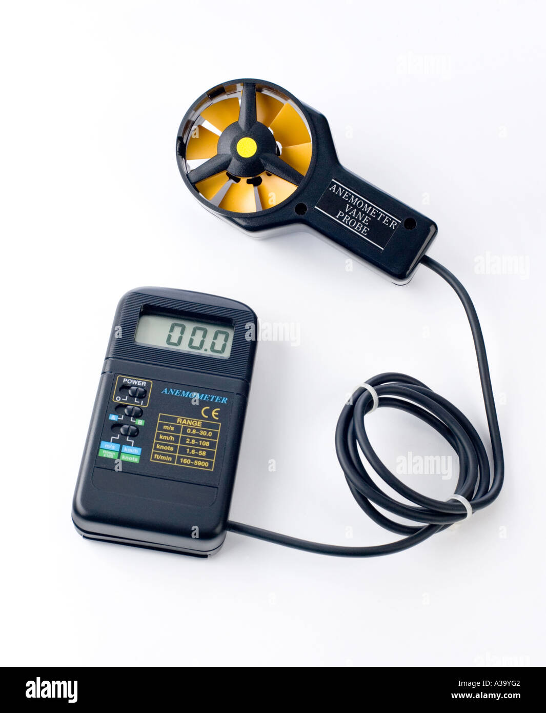 anemometer measuring wind speed Stock Photo