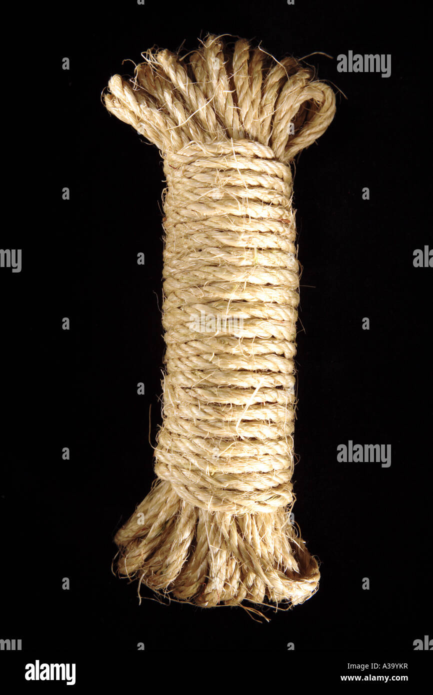 Rope on black background Stock Photo - Alamy