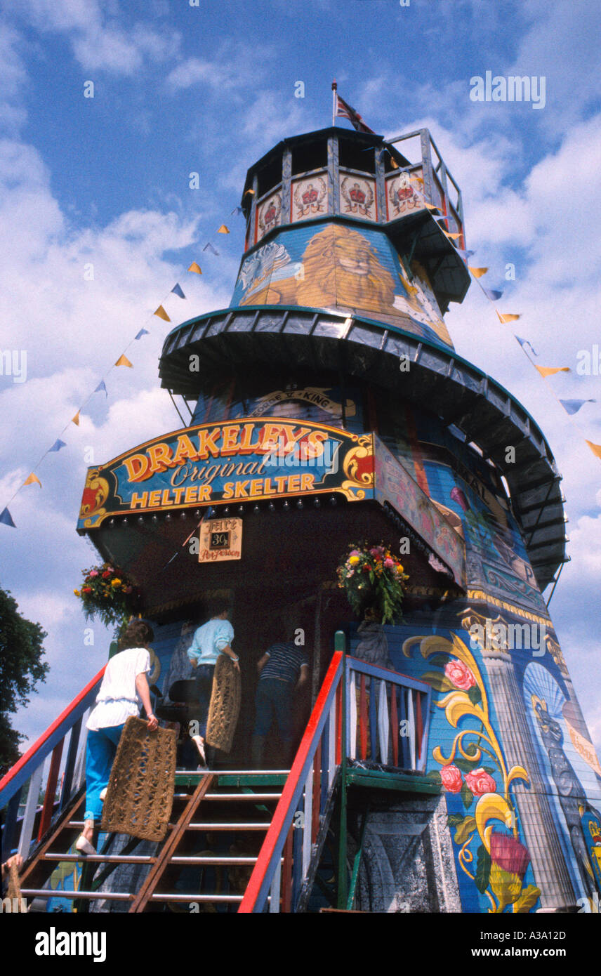 Traditional Helter Skelter at Barnet Fair in the 1970s Stock Photo