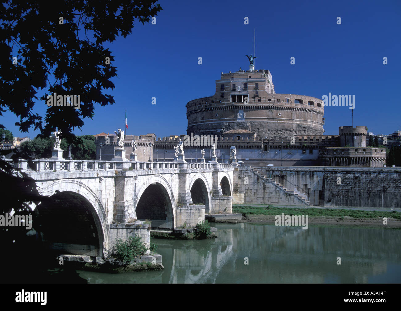Italy, Lazio, Rome, Castel Sant Angelo, Ponte Sant Angelo over River Tiber Stock Photo