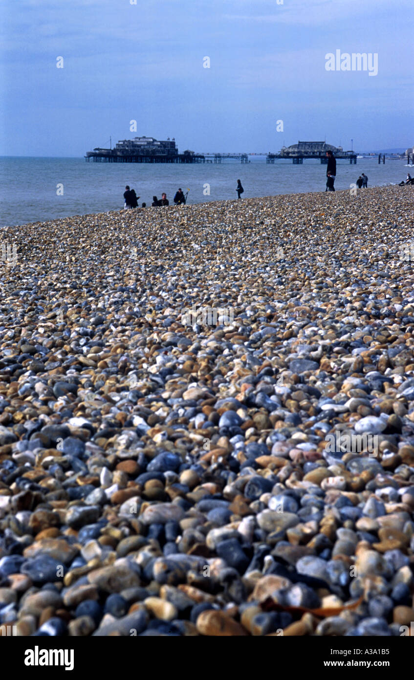 March 17th 2002 Brighton s famous pebble beach England Stock Photo Alamy