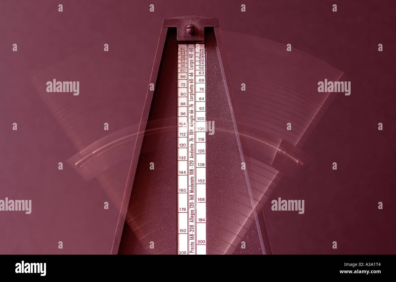 Blurred moving arm on a musicians mechanical metronome. Credit: Malcolm Park/Alamy. Stock Photo
