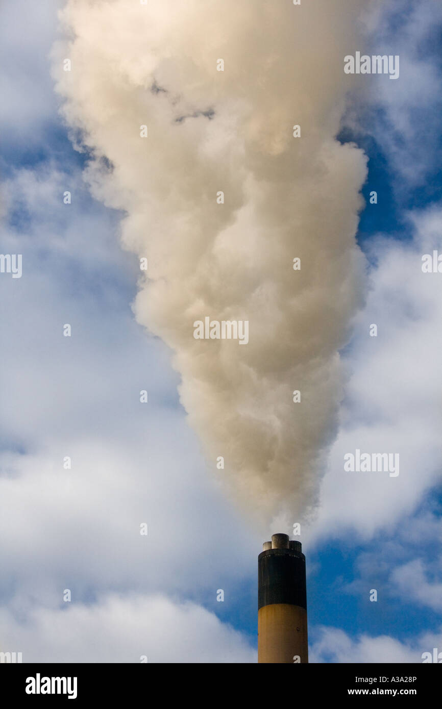 Industrial air pollution. Smoke from a chimney at Drax Power Station in West Yorkshire in the United Kingdom Stock Photo