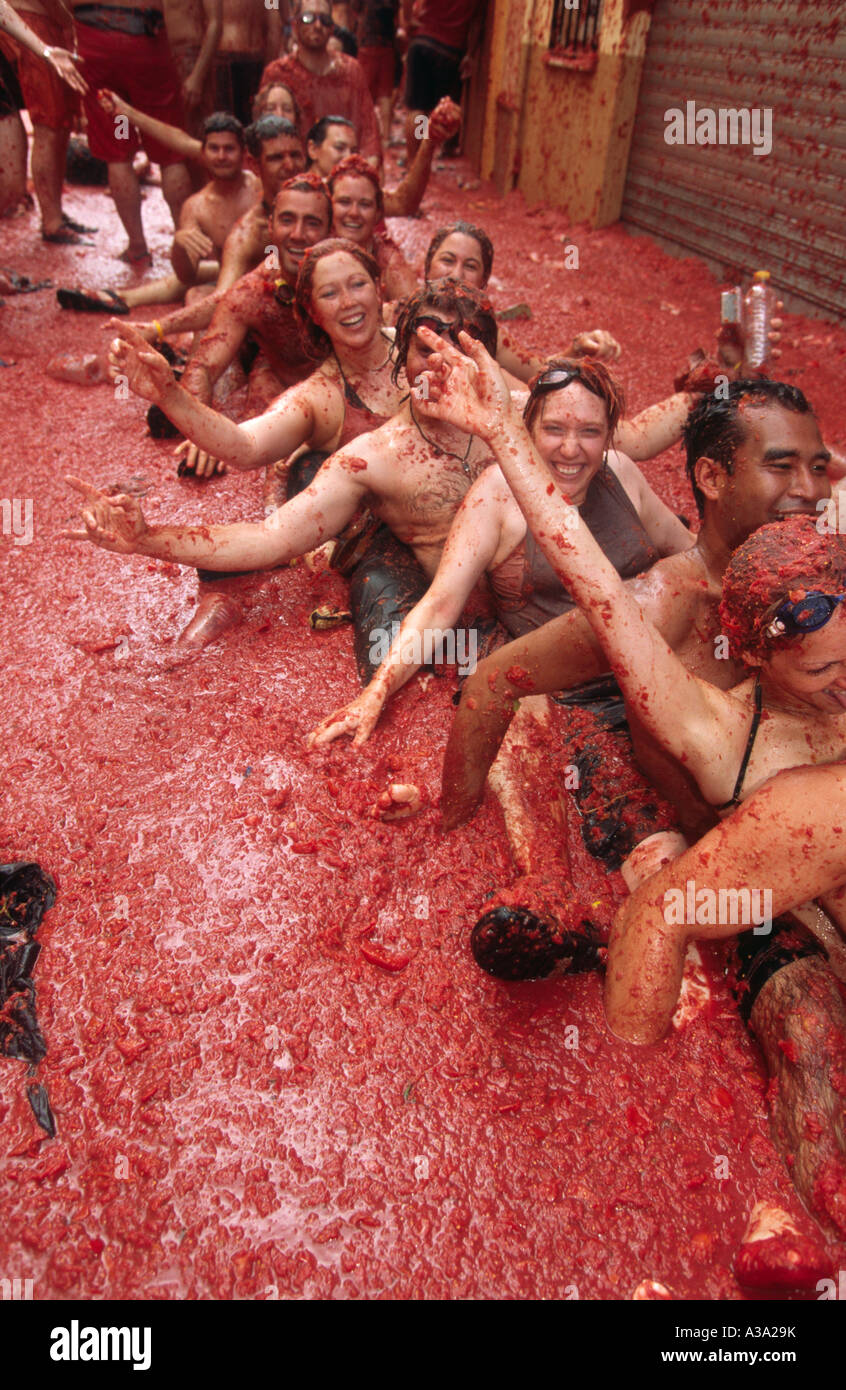 La Tomatina festival - Buñol, Valencia SPAIN Stock Photo