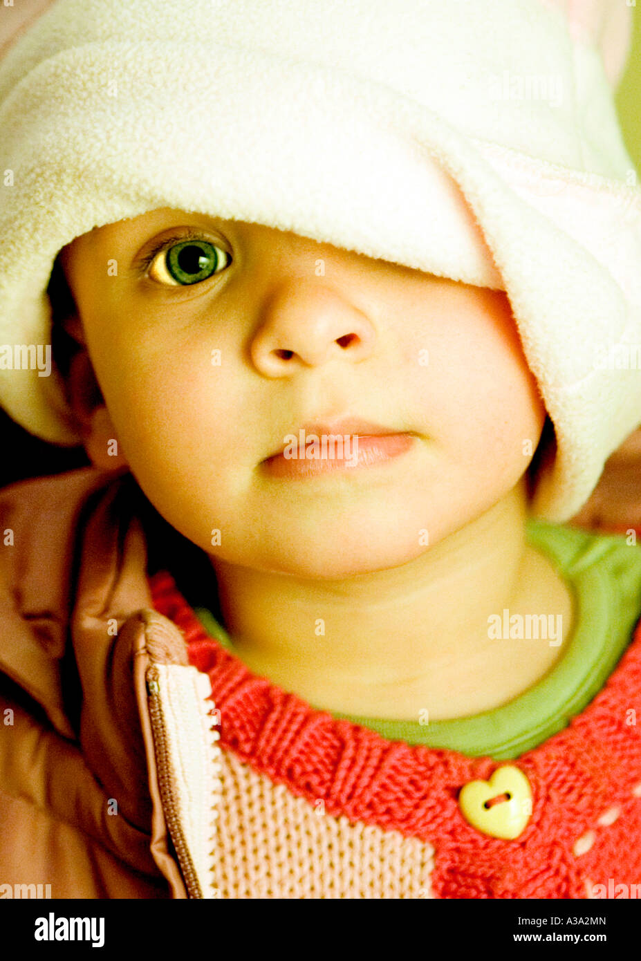 Toddler an 18 months old girl models latest Winter fashions Stock Photo Alamy