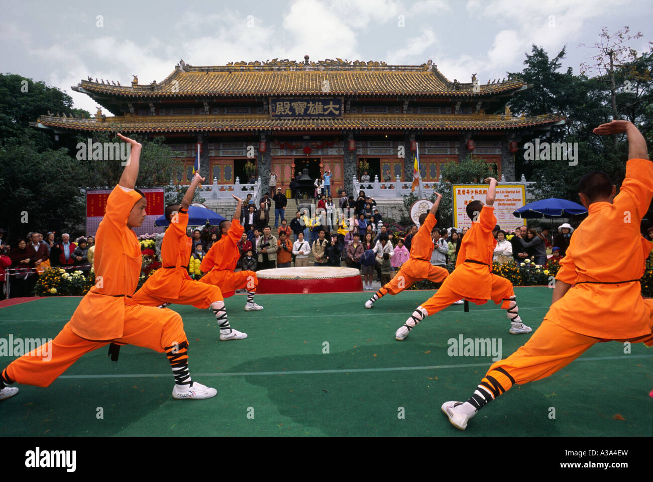 Shaolin monks - Lantau Island, Hong Kong, CHINA Stock Photo