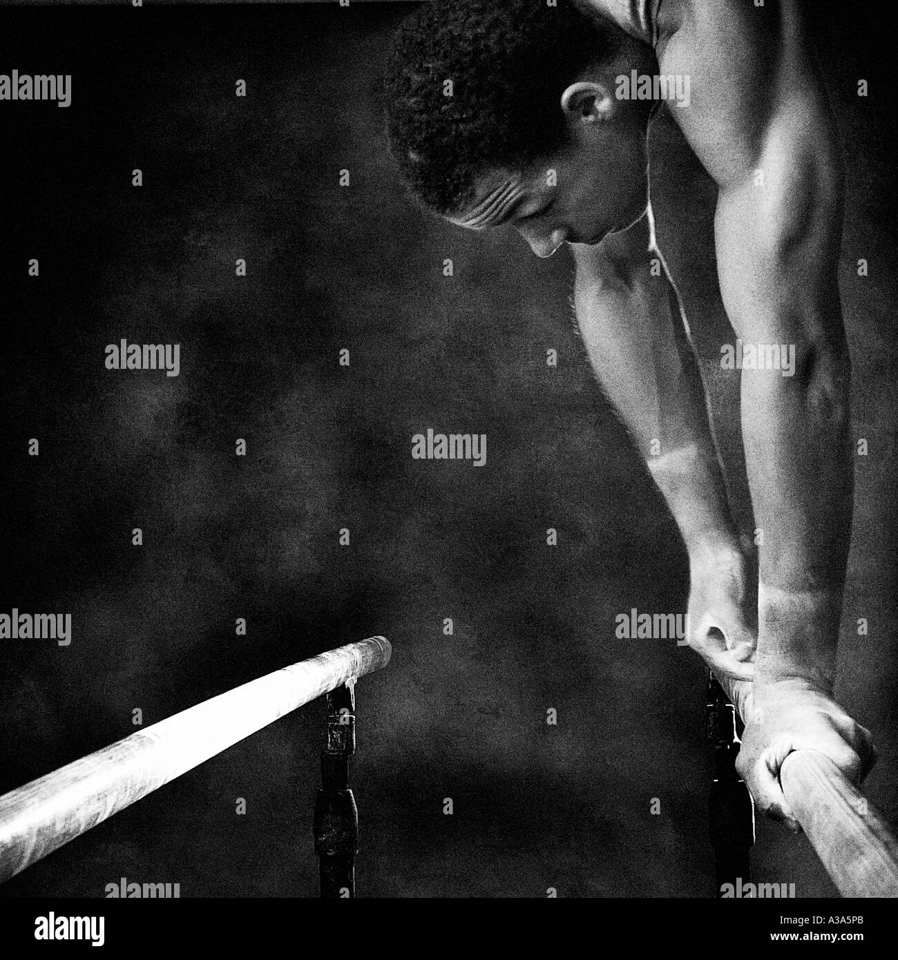 male gymnast on parallel bars Stock Photo Alamy