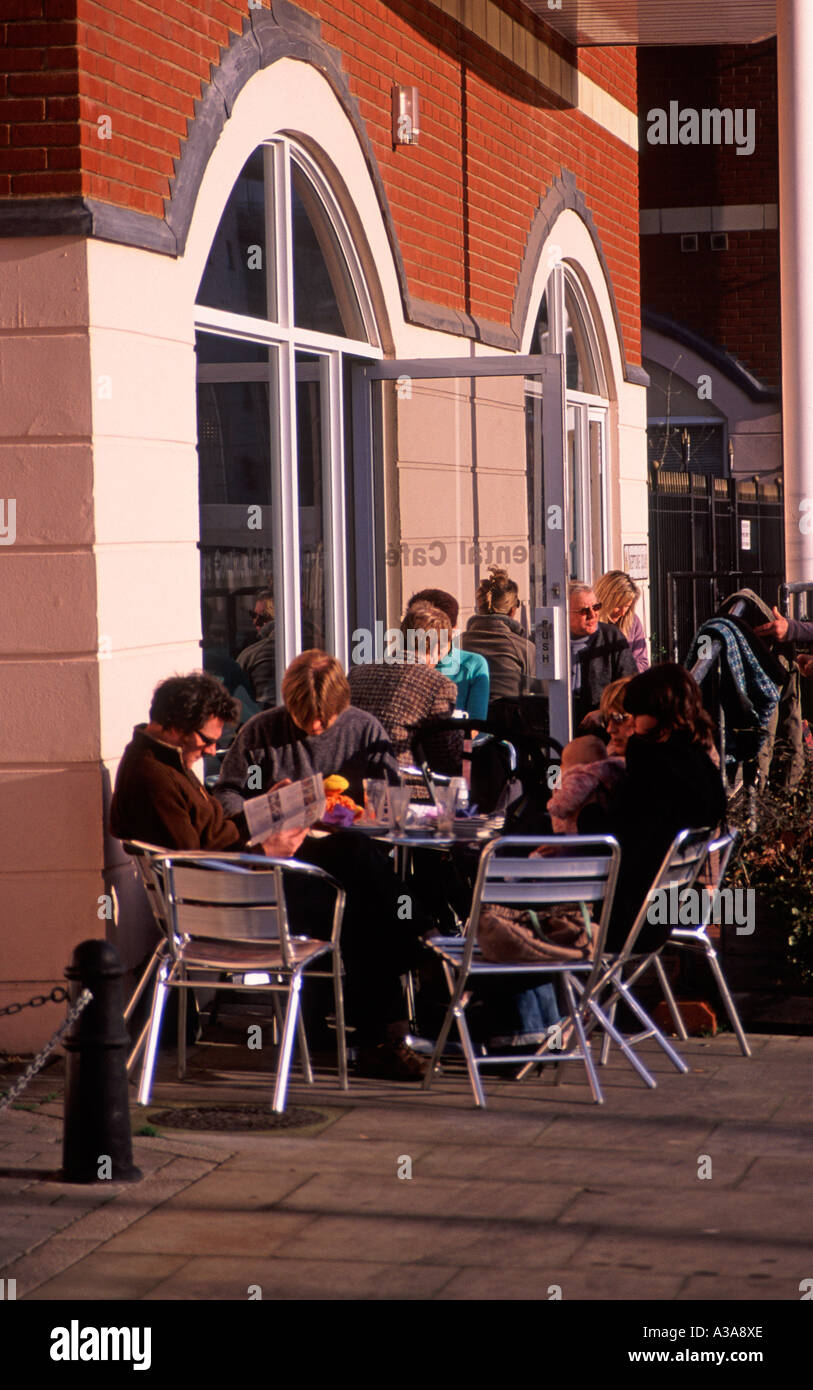 Cafe Ipswich waterfront Wet Dock urban redevelopment project Suffolk England Stock Photo