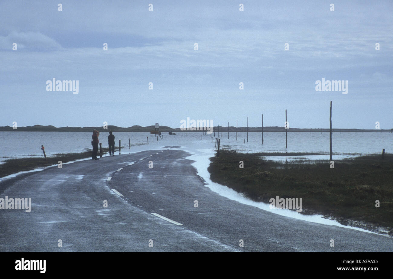 Holy Island causeway Northumberland England Stock Photo Alamy