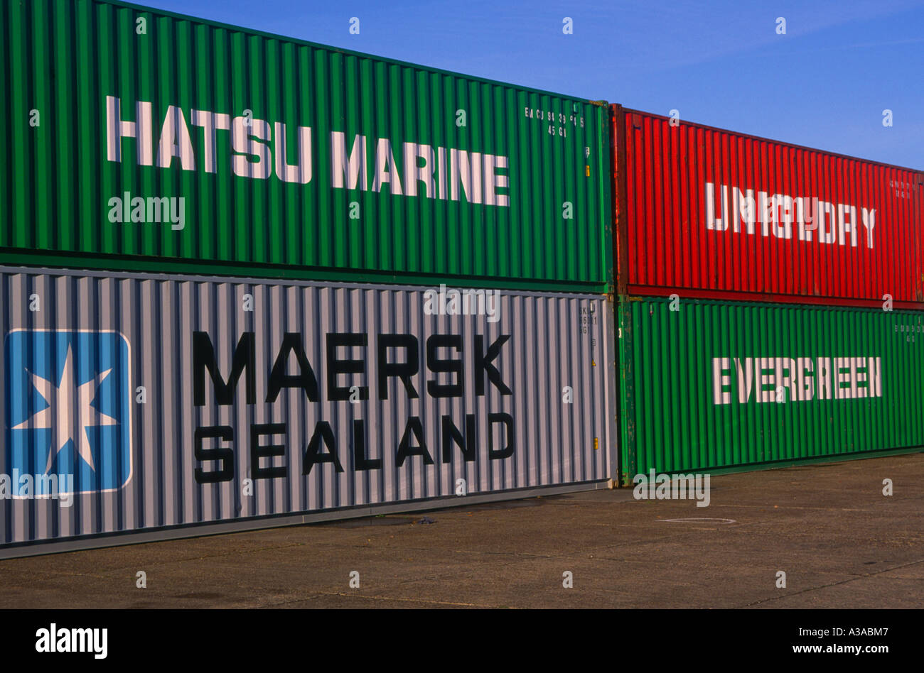 Shipping Containers Maersk Evergreen Stock Photo Alamy