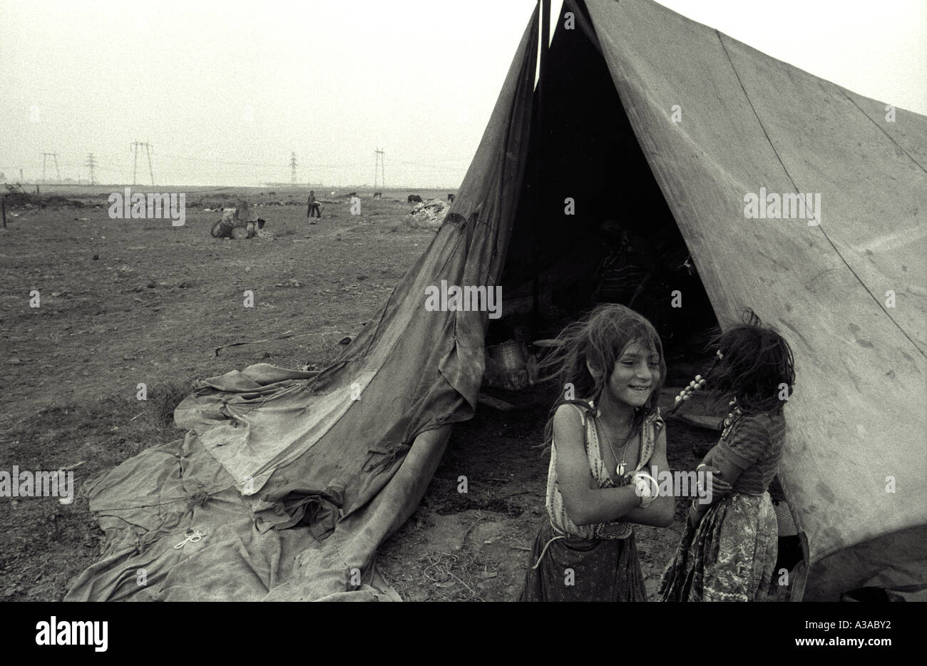 Romanian Gypsy camp, Bucharest Stock Photo