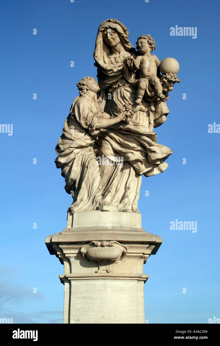 Statue of St Anna on Charles Bridge, Prague, Czech Republic. Stock Photo