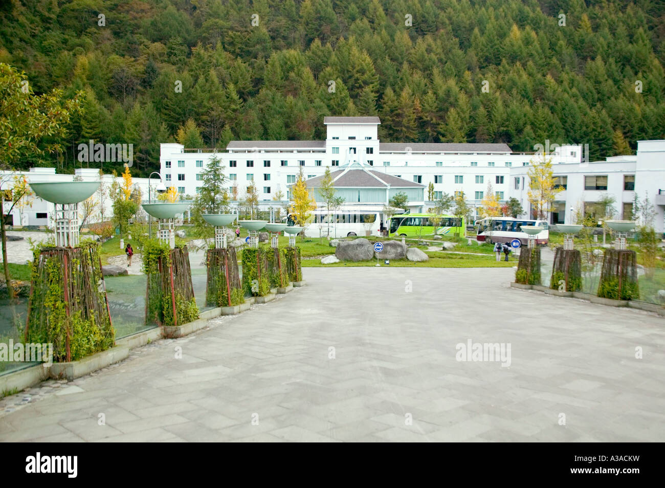 Wolong Hotel,  lodging, for Wolong Nature Reserve Stock Photo