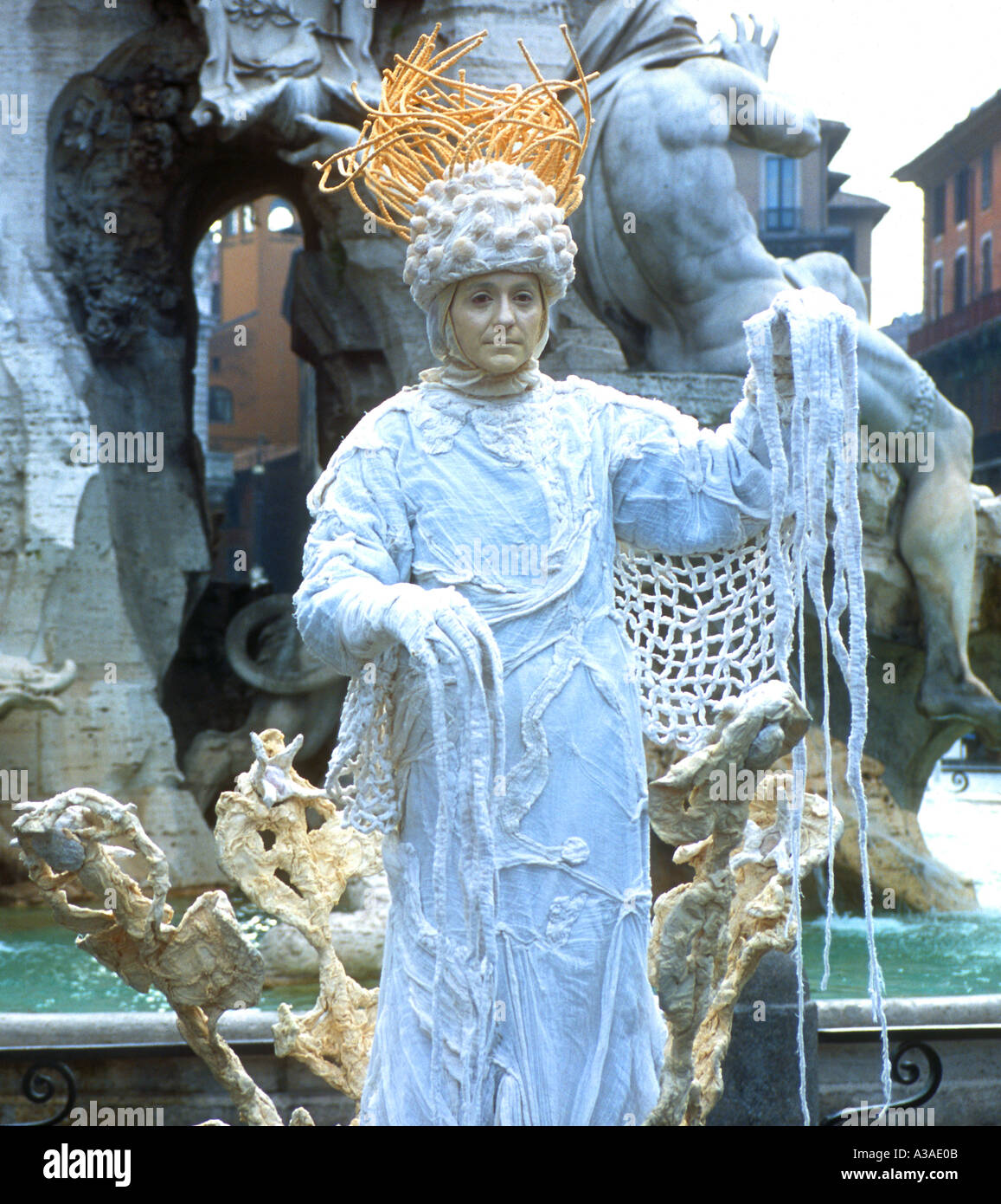 Piazza Navona Rome Busker Stock Photo - Alamy