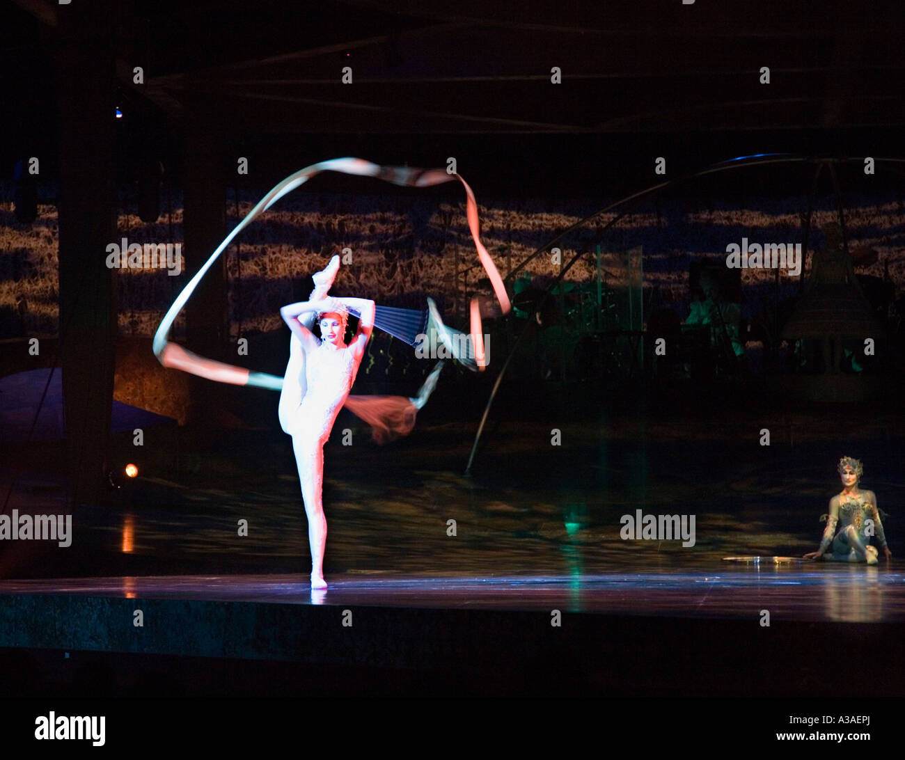 Gymnast of Cirque Du Soleil performing Alegria at the Royal Albert Hall